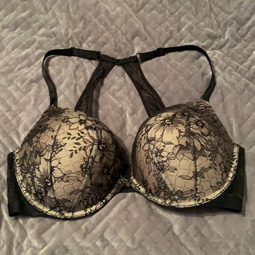 Body By Victoria Black Lace Push Up Bra